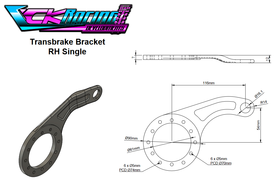 Transbrake Bracket RH (Single) β CK Racing Developments